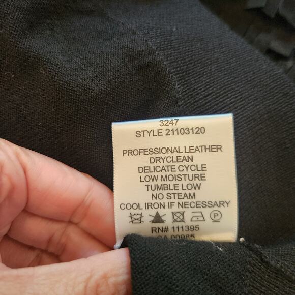 Tory Burch Cardigan Sweater XS Womens Black Merino Wool Leather Fringe Career - Picture 11 of 11